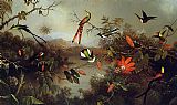 Martin Johnson Heade Tropical Landscape with Ten Hummingbirds painting